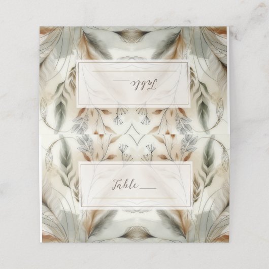Wispy groen moderne botanische boho bruiloft plaatskaartje (Buitenkant ongevouwen)