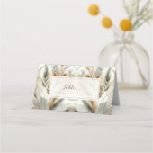 Wispy groen moderne botanische boho bruiloft plaatskaartje (Achterkant)