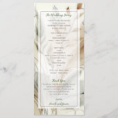 Wispy groen moderne botanische boho bruiloft programmakaart (Achterkant)