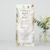 Wispy groen moderne botanische boho bruiloft programmakaart (Staand voorkant)