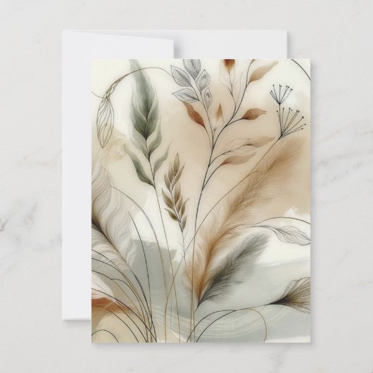 Wispy Groen Moderne Botanische Boho Bruiloft RSVP Kaart (Achterkant)