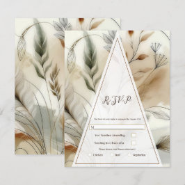 Wispy Groen Moderne Botanische Boho Bruiloft RSVP Kaart