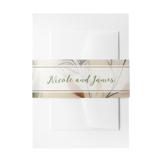 Wispy groen moderne botanische boho bruiloft uitnodigingen wikkel (Voorkant Voorbeeld)