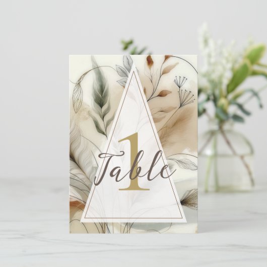 Wispy Groen Moderne Botanische Boho Trouwtafel Kaart (Staand voorkant)