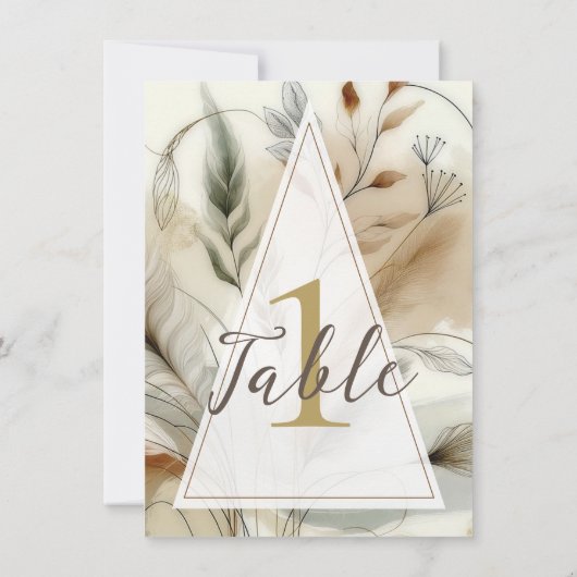 Wispy Groen Moderne Botanische Boho Trouwtafel Kaart (Achterkant)