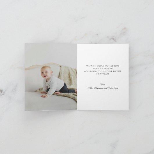 Wispy Holly Green en Rode Waterverf Kerst Feestdagen Kaart (Binnen)