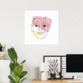 Wispy in één lijn – Abstract portret Poster (Thuiskantoor)