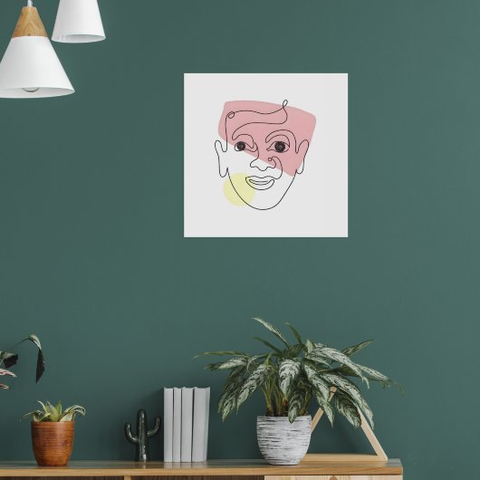 Wispy in één lijn – Abstract portret Poster (Woonkamer 1)