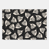 Wispy Leaves Chique Hedendaags Zwart Cream Patroon Inpakpapier Vel (Voorkant 3)
