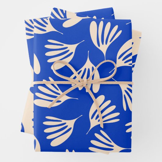Wispy Leaves Hedendaags Helderblauw patroon Inpakpapier Vel (In situ)