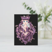 Wispy Paars Haire Neko Anime Girl Briefkaart (Staand voorkant)