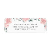 Wispy Pink Floral Waterverf Border Etiket (Voorkant)