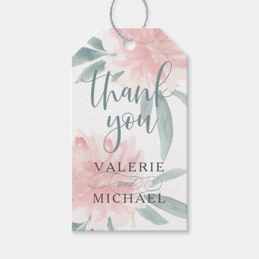 Wispy Pink Floral Weddenschap Bedankt Cadeaulabel (Voorkant)