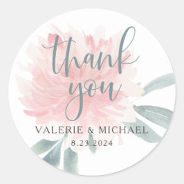 Wispy Pink Floral Wedding Favor Ronde Sticker