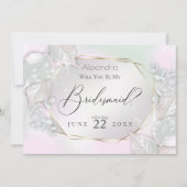 Wispy Pink Shimmery zal je mijn bruidsmeisje zijn Kaart (Voorkant)