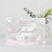 Wispy Pink Shimmery zal je mijn bruidsmeisje zijn Kaart (Staand voorkant)