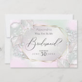 Wispy Pink Shimmery zal je mijn bruidsmeisje zijn Kaart (Voorkant)