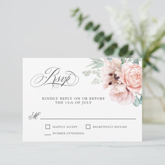 Wispy Romantic Waterverf Boho Floral RSVP (Staand voorkant)