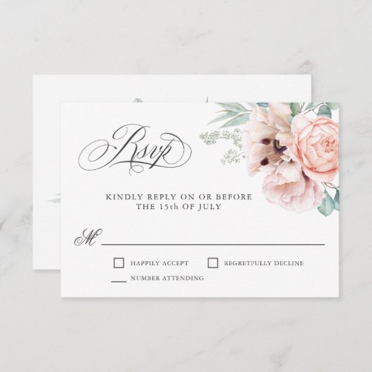 Wispy Romantic Waterverf Boho Floral RSVP (Voorkant / Achterkant)