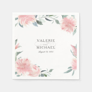 Wispy roze Floral botanisch huwelijk Servet