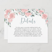 Wispy roze Waterverf bloemenbruiloft Details Briefkaart (Voorkant / Achterkant)