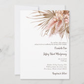 Wispy roze Waterverf Pampas Weddenschap Kaart (Voorkant)