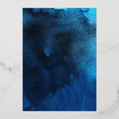 Wispy Swirls Blue en Gold Wedding Folie Uitnodiging (Achterkant)