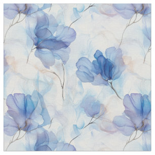Wispy Translucent Blue Flowers Stof