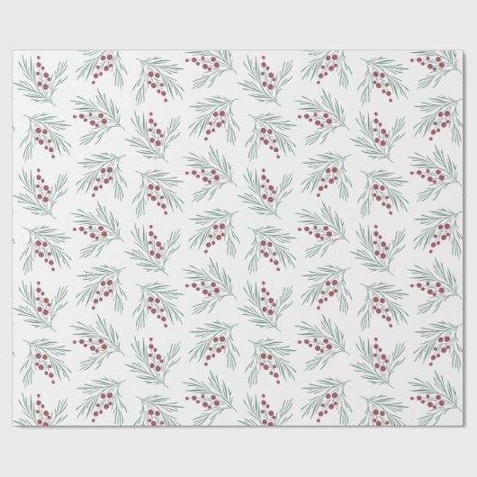 Wispy vakantieveer van bladeren & bessen cadeaupapier (Vlak)