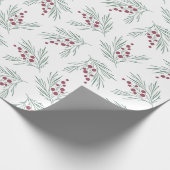 Wispy vakantieveer van bladeren & bessen cadeaupapier (Hoek)