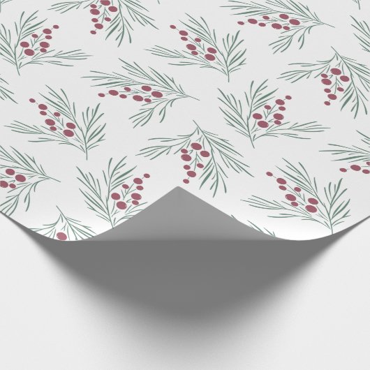 Wispy vakantieveer van bladeren & bessen cadeaupapier (Hoek)