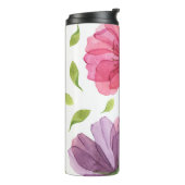 Wispy Violet Floral Monogram Thermal Tumbler Thermosbeker (Gedraaid links)