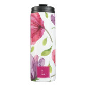 Wispy Violet Floral Monogram Thermal Tumbler Thermosbeker (Voorkant)