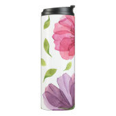 Wispy Violet Floral Monogram Thermal Tumbler Thermosbeker (Gedraaid links)