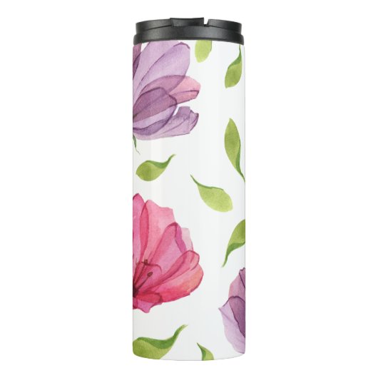 Wispy Violet Floral Monogram Thermal Tumbler Thermosbeker (Achterkant)