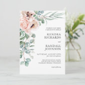 Wispy Waterverf Boho Poppies en Greenery Wedding Kaart (Staand voorkant)