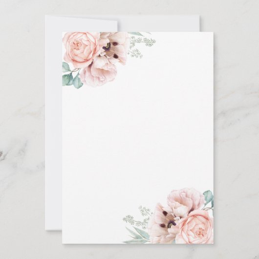 Wispy Waterverf Boho Poppies en Greenery Wedding Kaart (Achterkant)