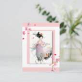 Wispy Waterverf | Dansend Japans Meisje Briefkaart (Staand voorkant)