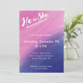 Wispy Waterverf Gender Reveal Invitation Kaart (Staand voorkant)