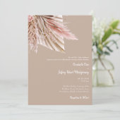 Wispy Waterverf Pampas Tan & Roze Kaart (Staand voorkant)