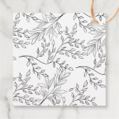 Wispy Zwarte Bloemen Outlines op Kraft Vrijgezelle Bedankjes Labels (Achterkant)