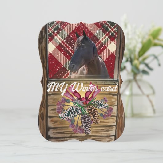 Wissel uit afbeelding Leuke kraam paard vakantie k Feestdagenkaart (Staand voorkant)