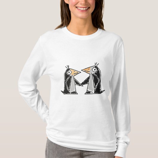 Wisselstroompinguïns die T-shirt met hand vasthoud (Voorkant)