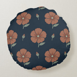 Wisselvallige marine en terracotta bloemstuk ronde rond kussen