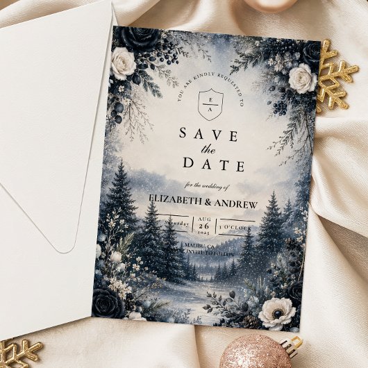 Wisselvallige Winter Bruiloft Elegantie Save The Date