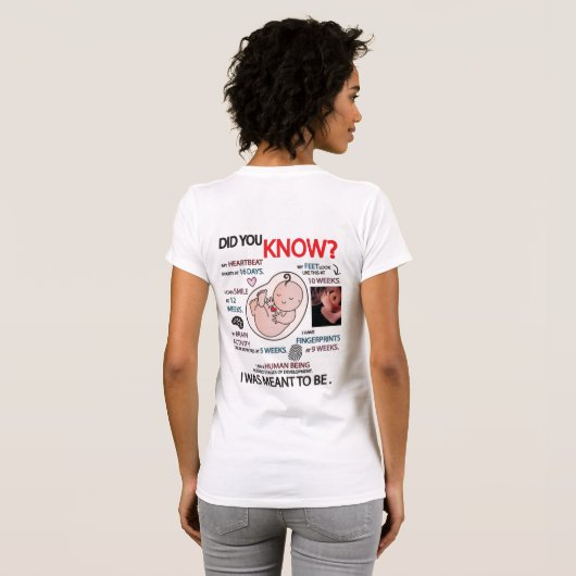 "Wist je dat?" ProLife-informatie T-Shirt (Achterkant volledig)