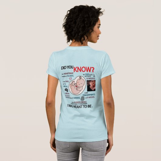 "Wist je dat?" ProLife-informatie T-Shirt Blue (Achterkant volledig)