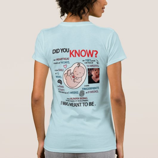 "Wist je dat?" ProLife-informatie T-Shirt Blue (Achterkant)