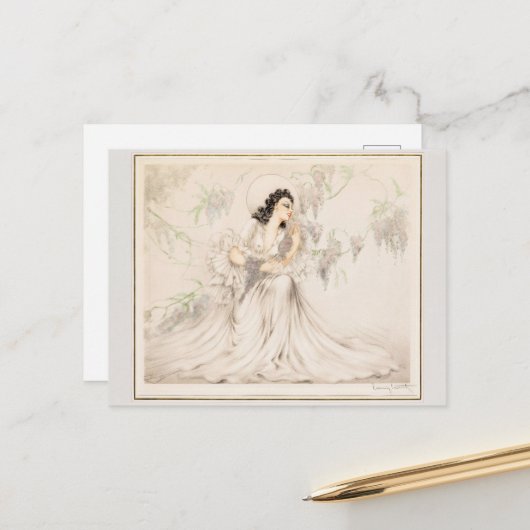 Wisteria, 1940 door Louis Icart Briefkaart (Voorkant / Achterkant in situ)