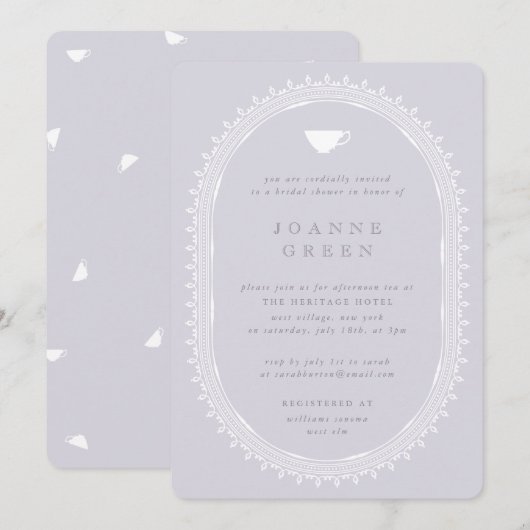 Wisteria Afternoon Tea Bruids-/Huwelijksfeest Kaart (Voorkant / Achterkant)